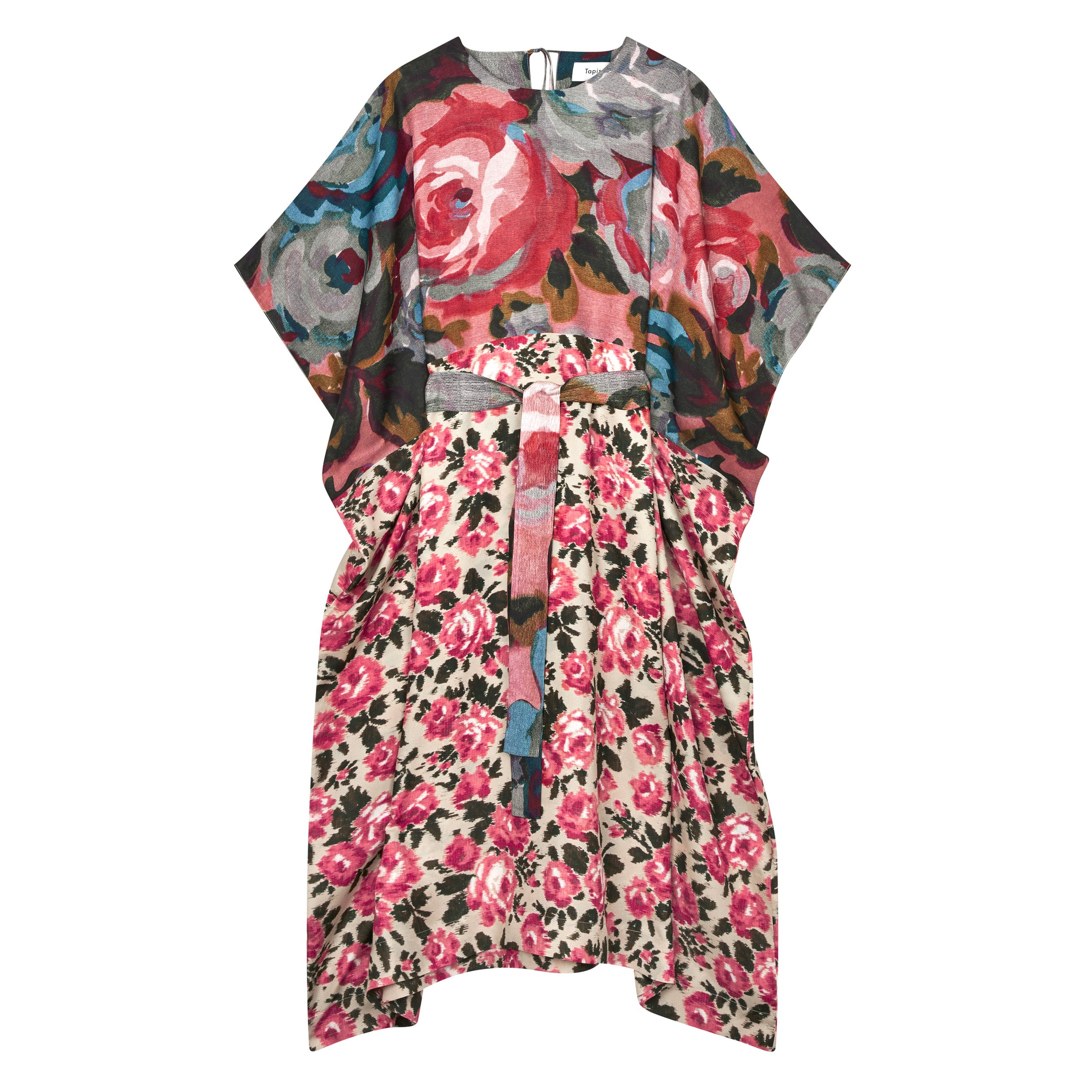 Tapis Noir Alexandra Silkekjole - Pink & Blå Dress Mørkeblå