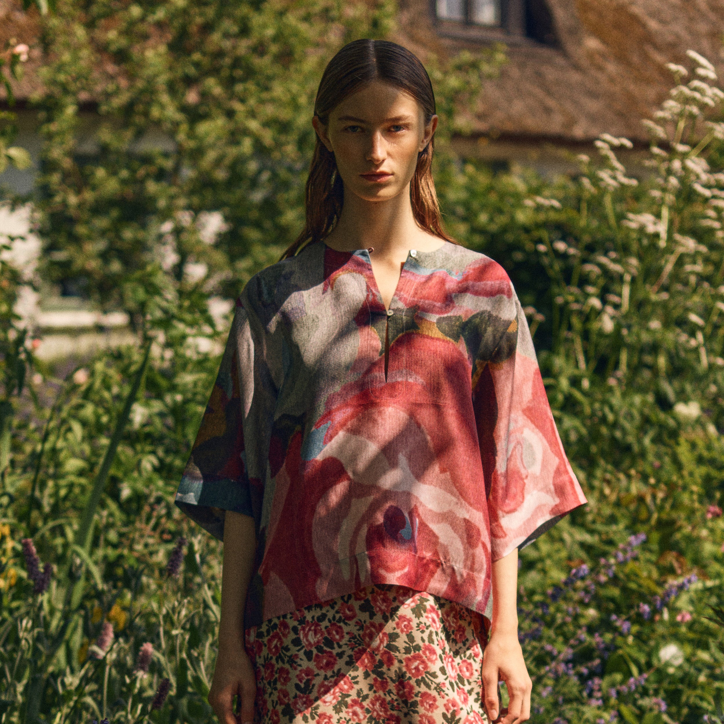 Tapis Noir Cali Silketop - Blå & pink Top Mørkeblå