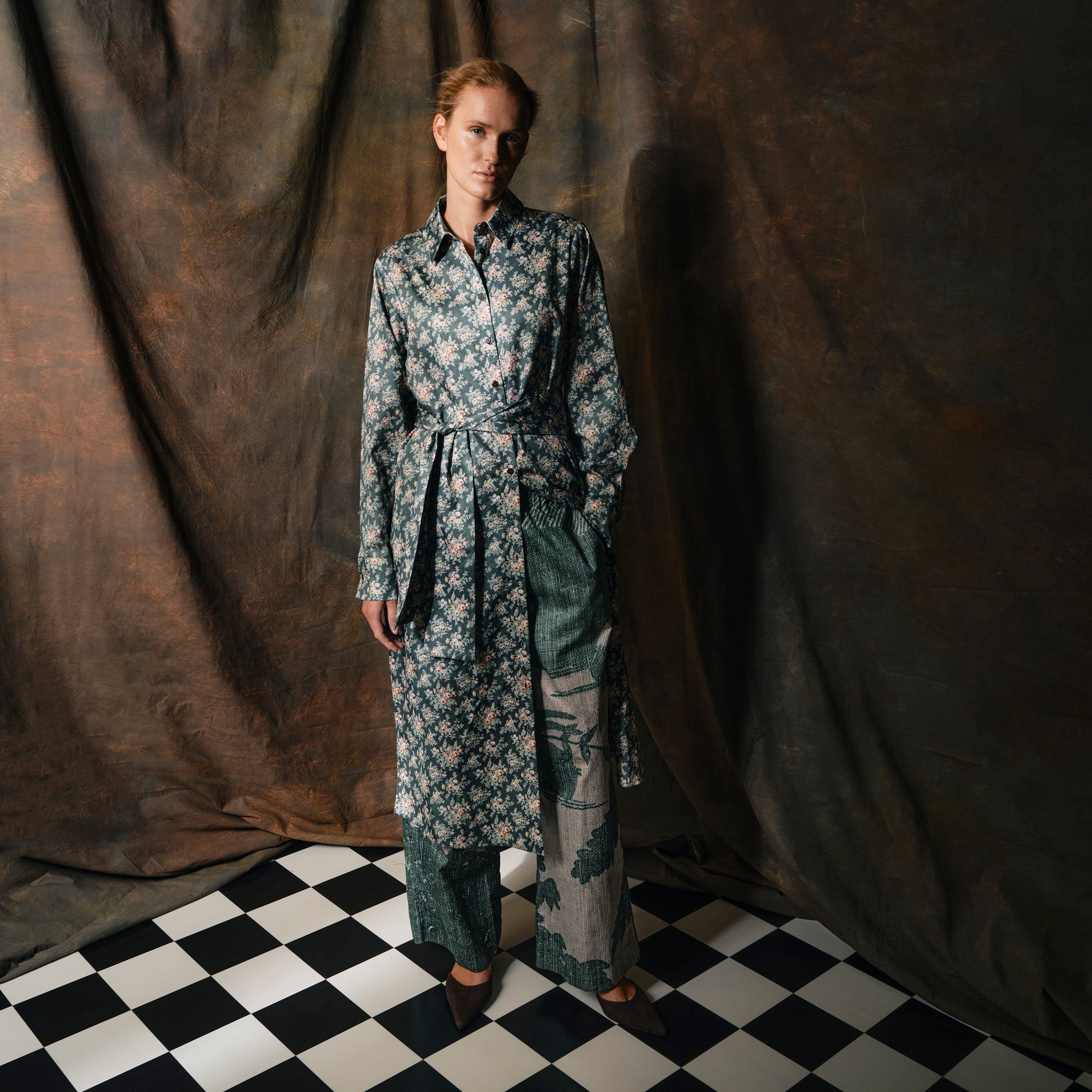 Tapis Noir Catrin Bomuld Bukser - Støvet grøn Pants Mørkegrøn