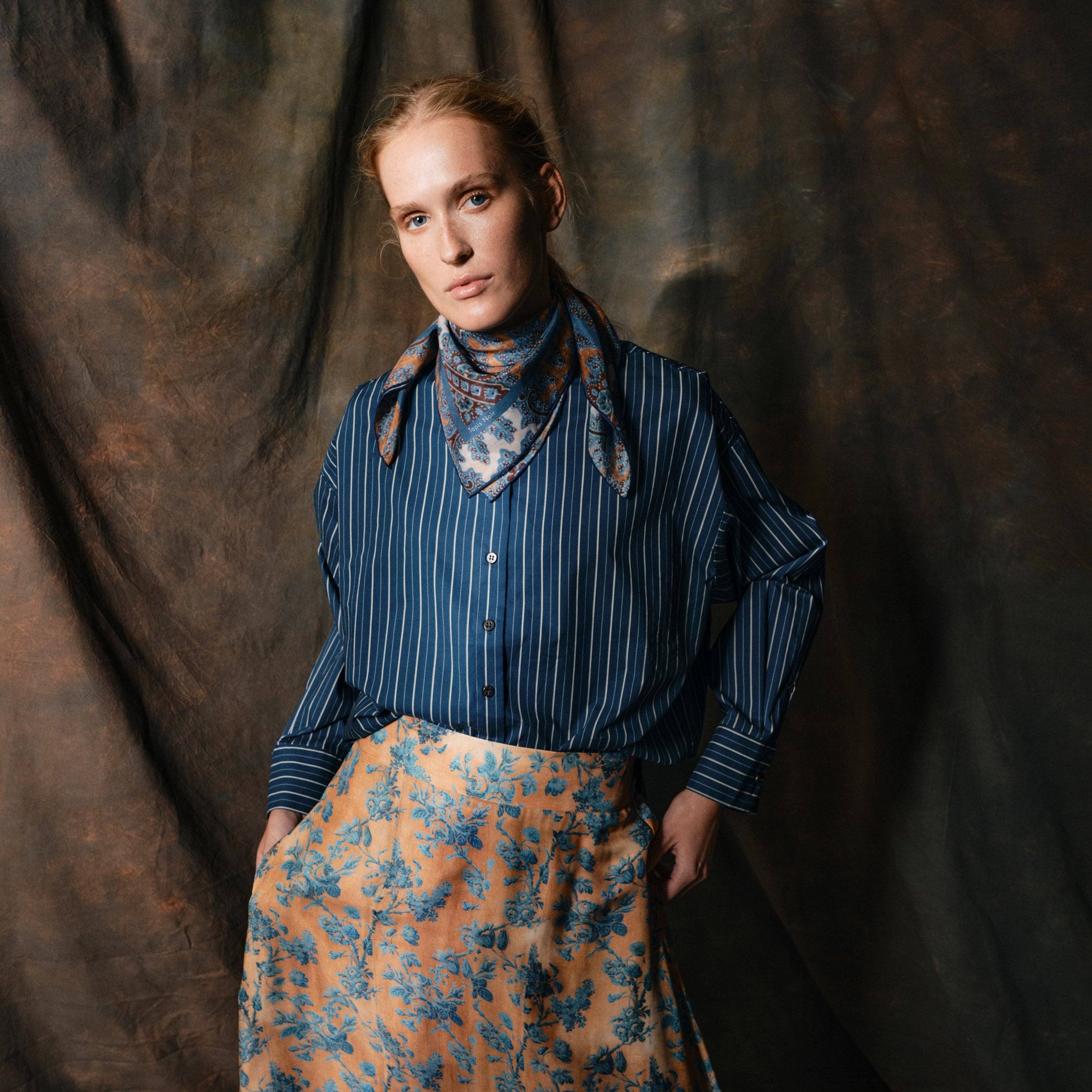 Tapis Noir Celina Bomuld Skjorte - Blå stribe Shirt Mørkeblå