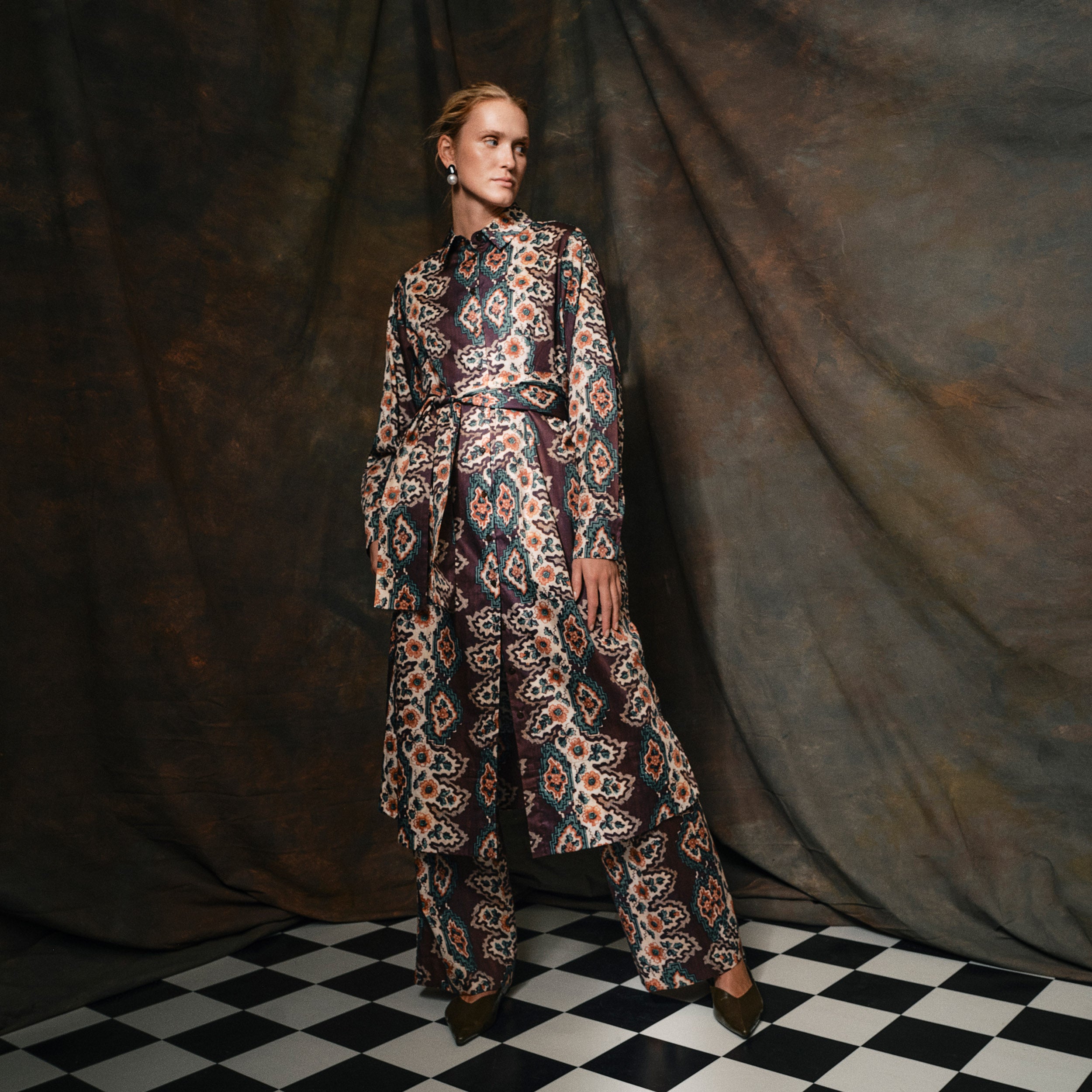 Tapis Noir Daria Bomuld Kjole - Geometrisk stribe Dress Brun