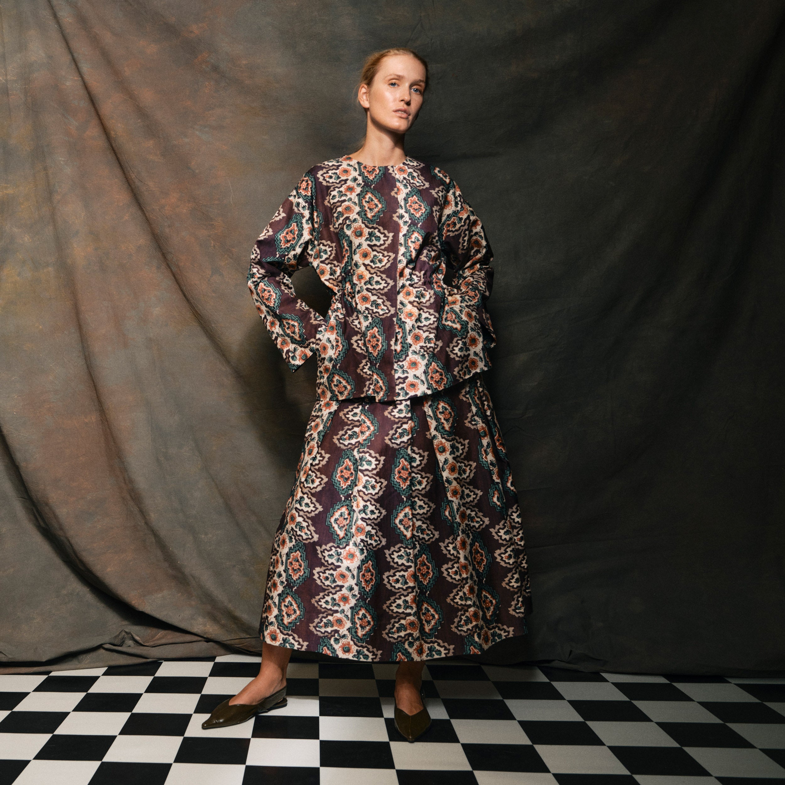 Tapis Noir Diana Bomuld Jakke - Geometrisk stribe Jacket Brun