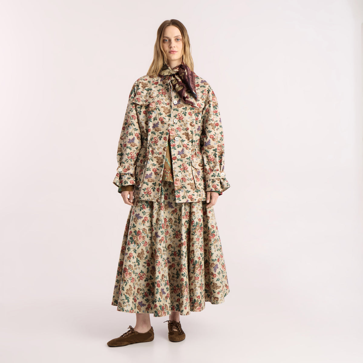 Tapis Noir Farah Cotton Skirt - Rose Skirt Beige