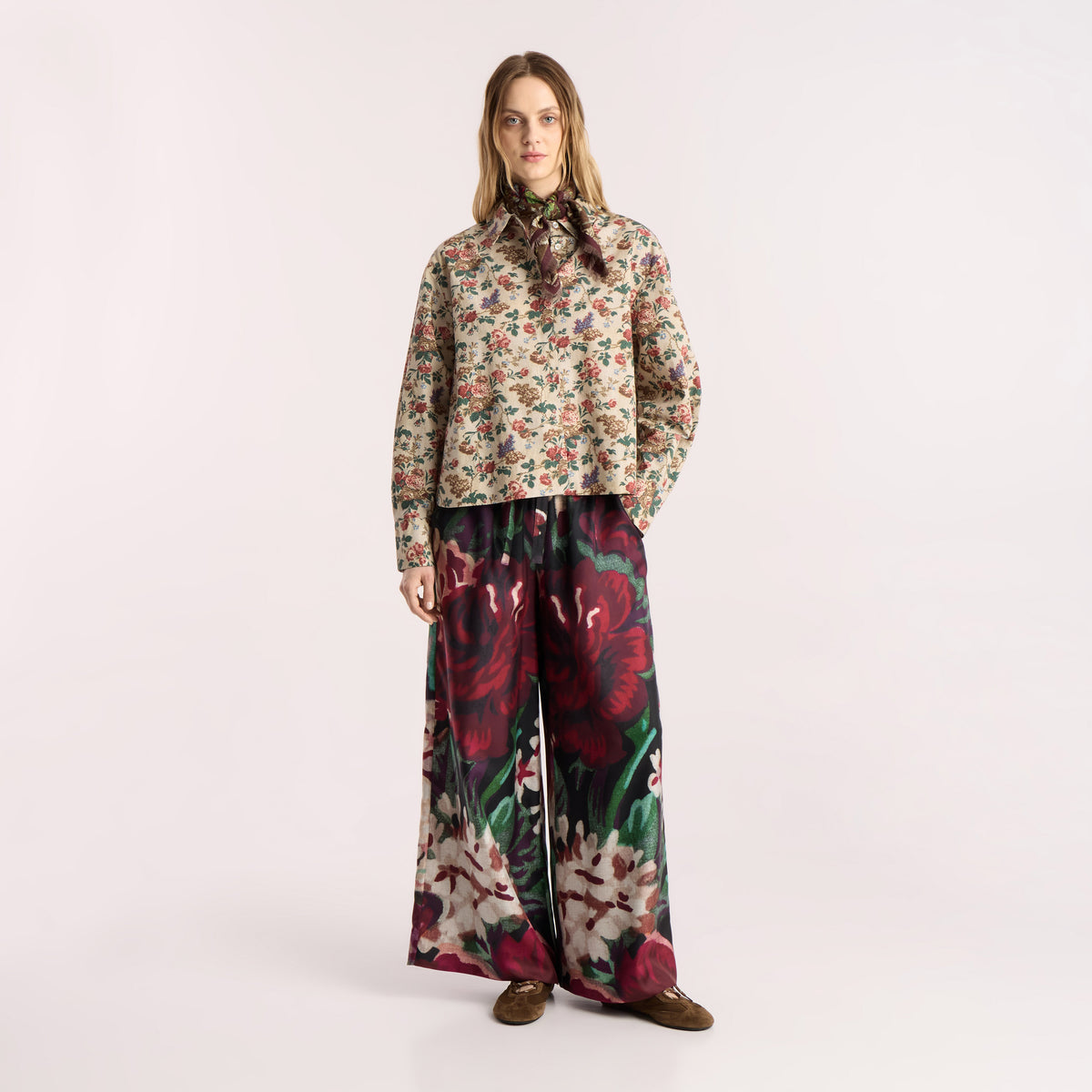 Tapis Noir Faye Silk Palazzo Pants - Purple Pants Purple
