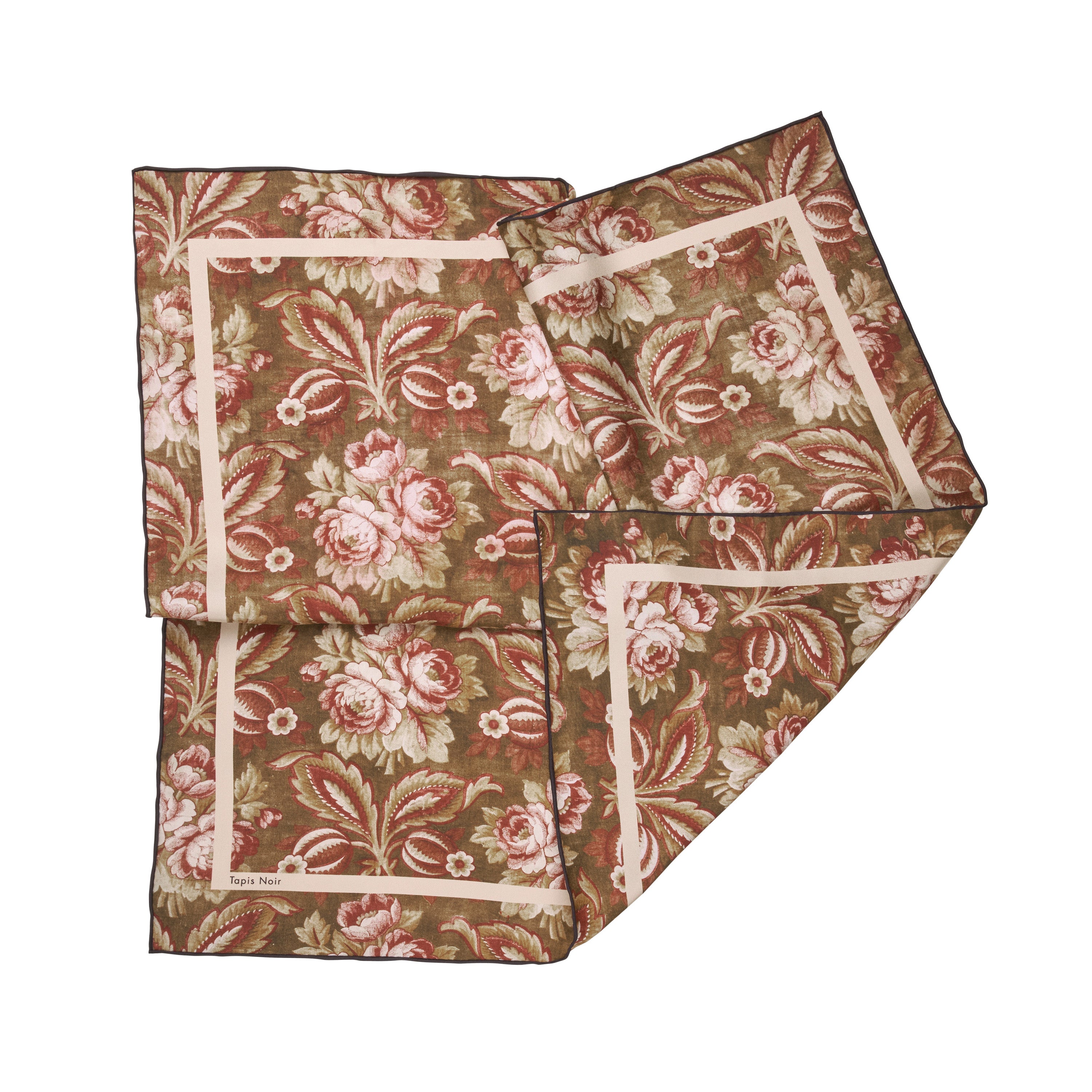 Tapis Noir Lille Klassisk Gyldent Blomstret Tørklæde Small Classical Beige