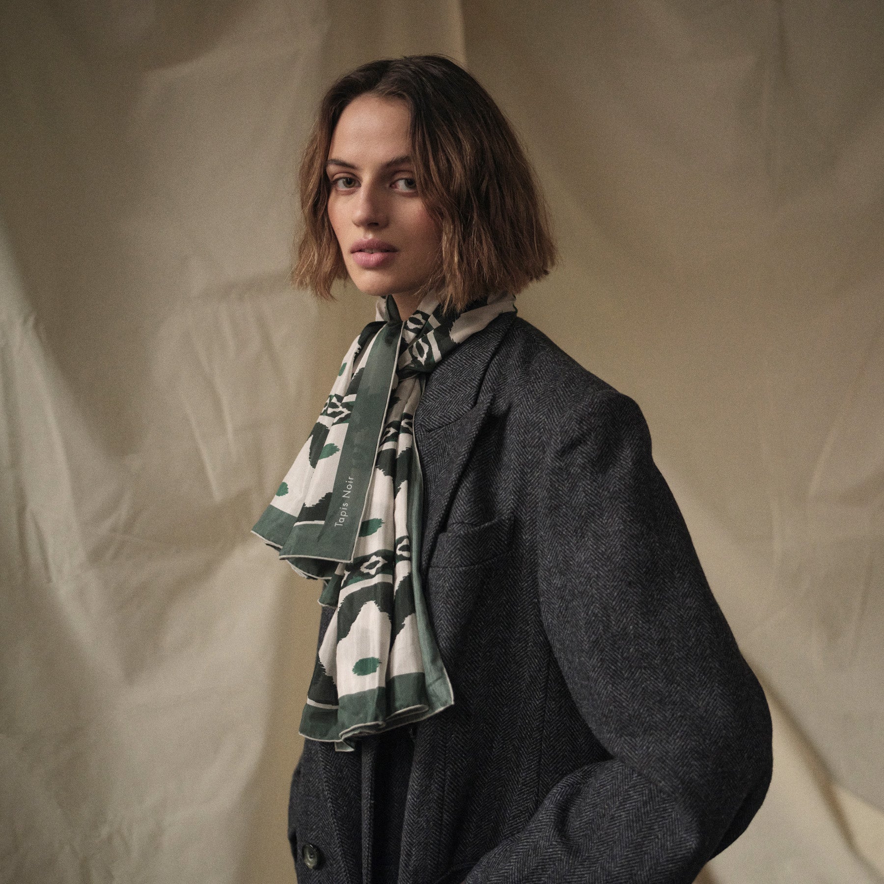 Tapis Noir Stort Let Grønt Bølget Tørklæde Light Large Grøn