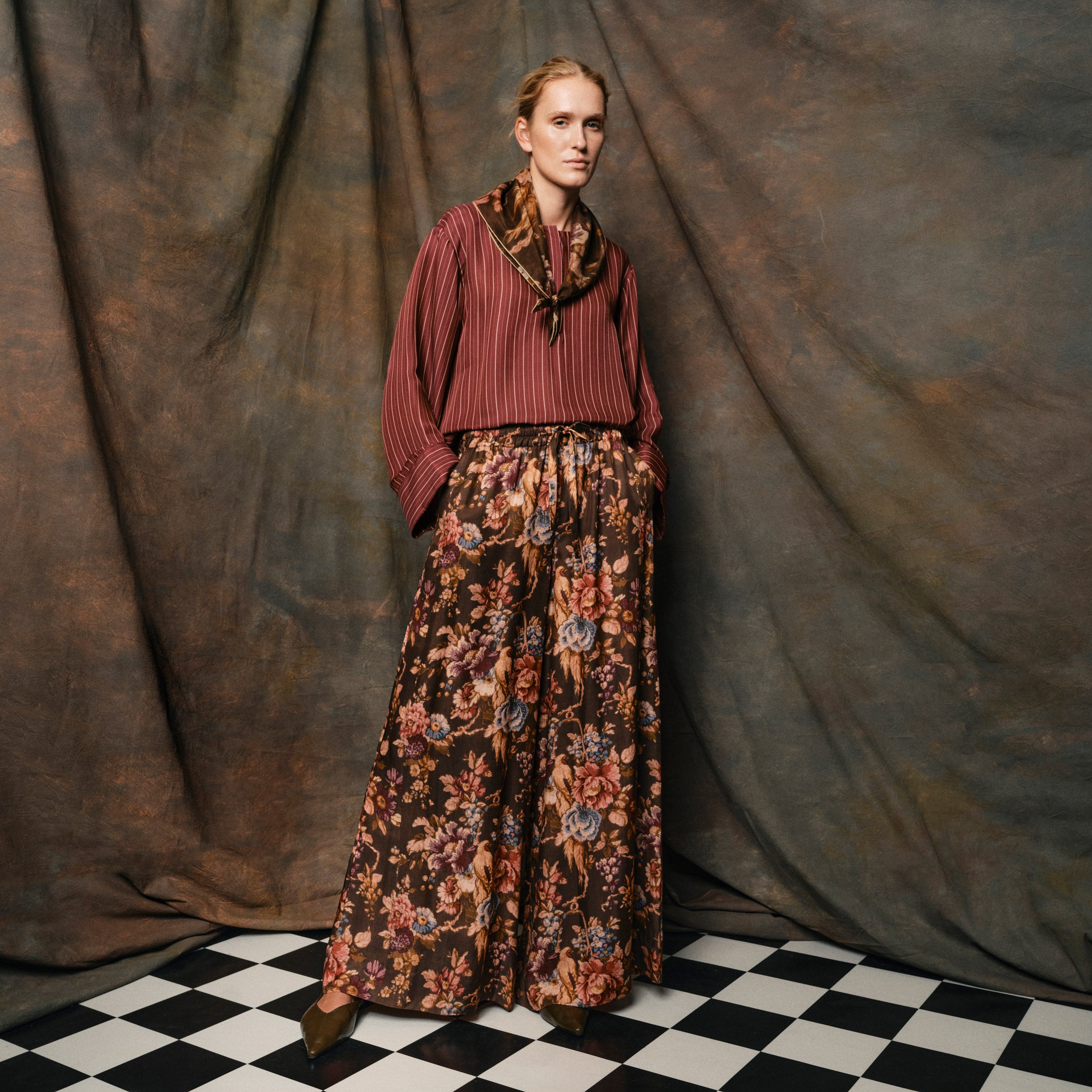 Tapis Noir Cara Palazzo Silkebukser - Mørk oliven Pants Dark olive