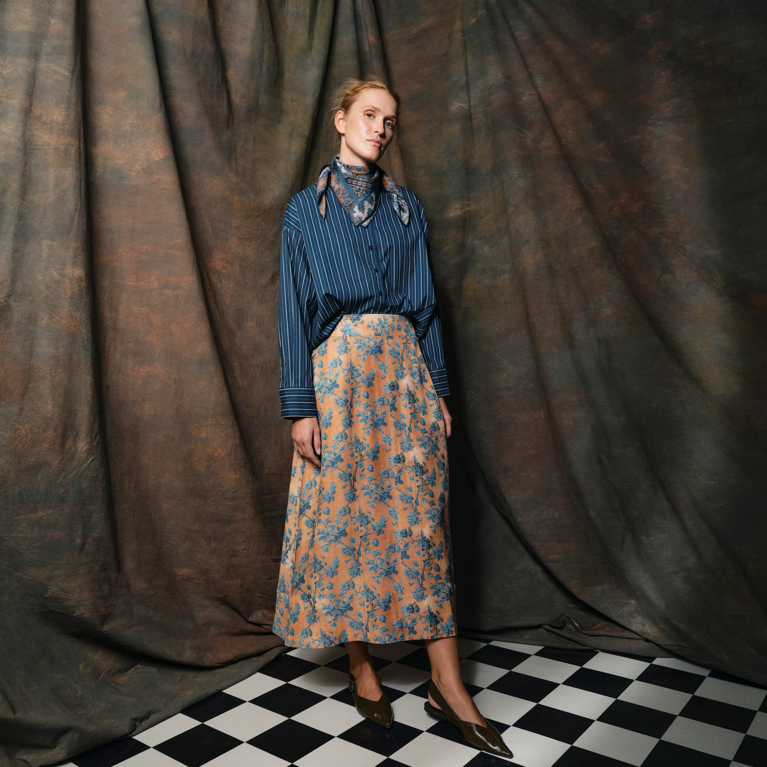 Tapis Noir Caroline Silkenederdel - Blå toile Skirt Mørkeblå
