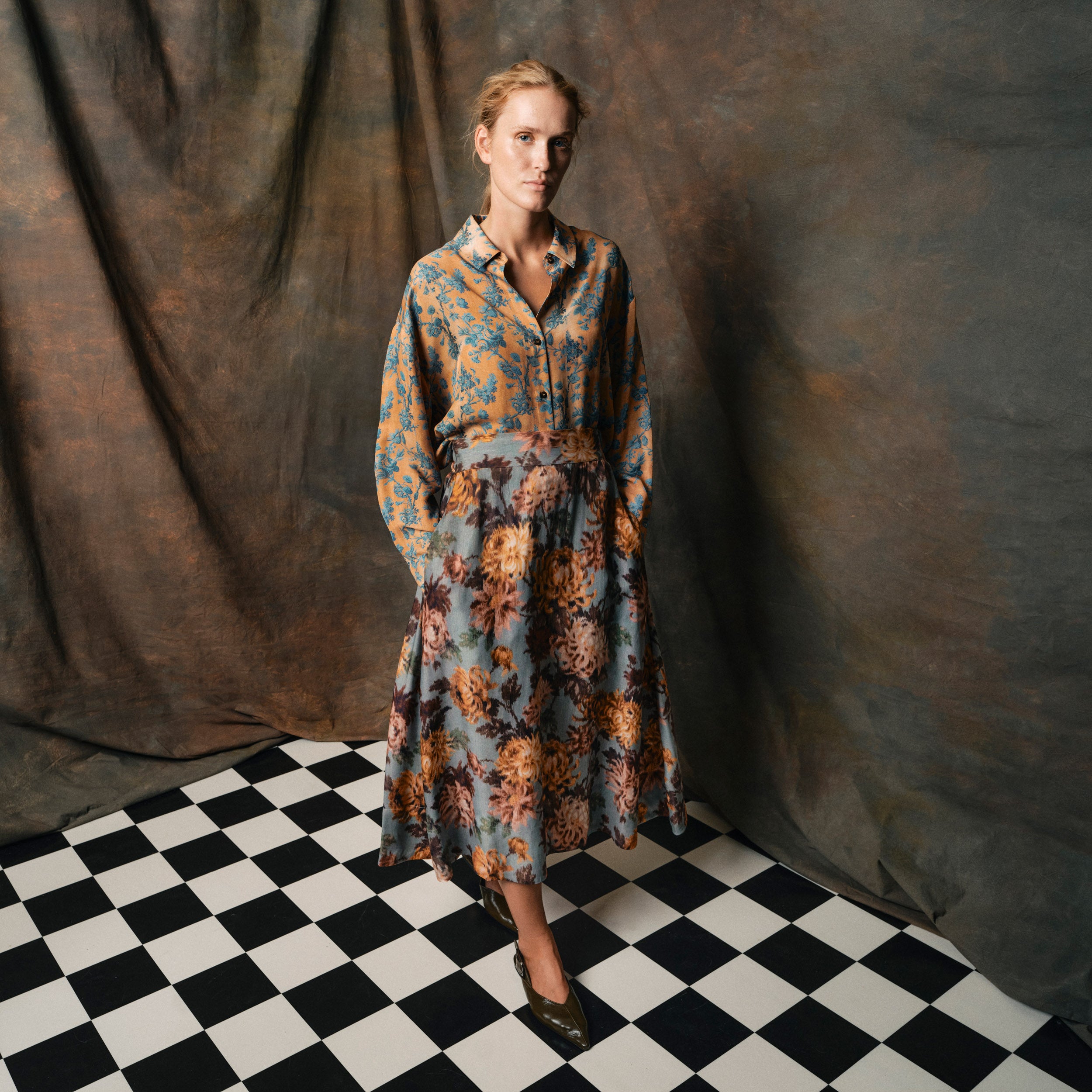 Tapis Noir Caroline Silkenederdel - Himmelblå Skirt Mørkeblå