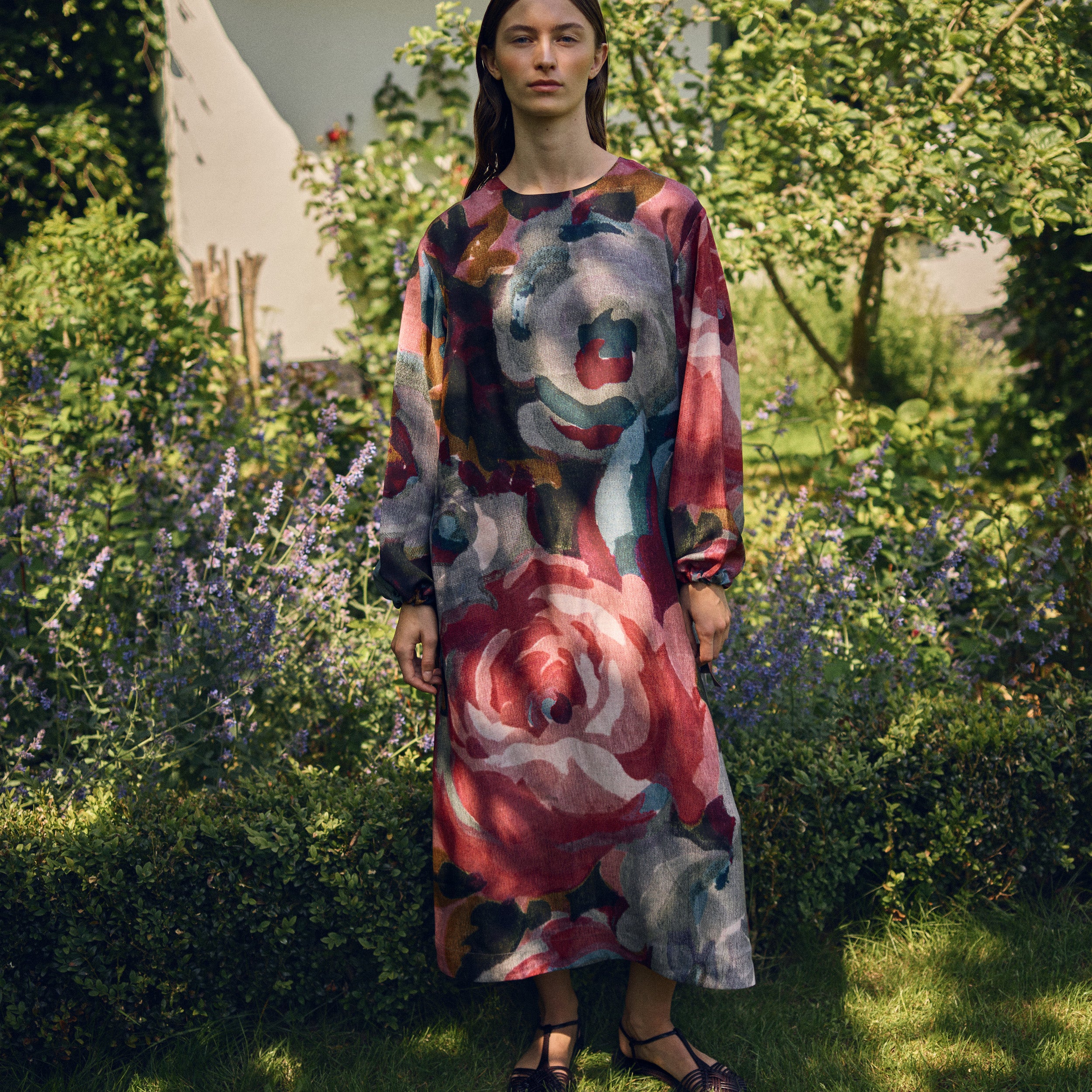 Tapis Noir Deidre Silkekjole - Blå & pink Dress Mørkeblå