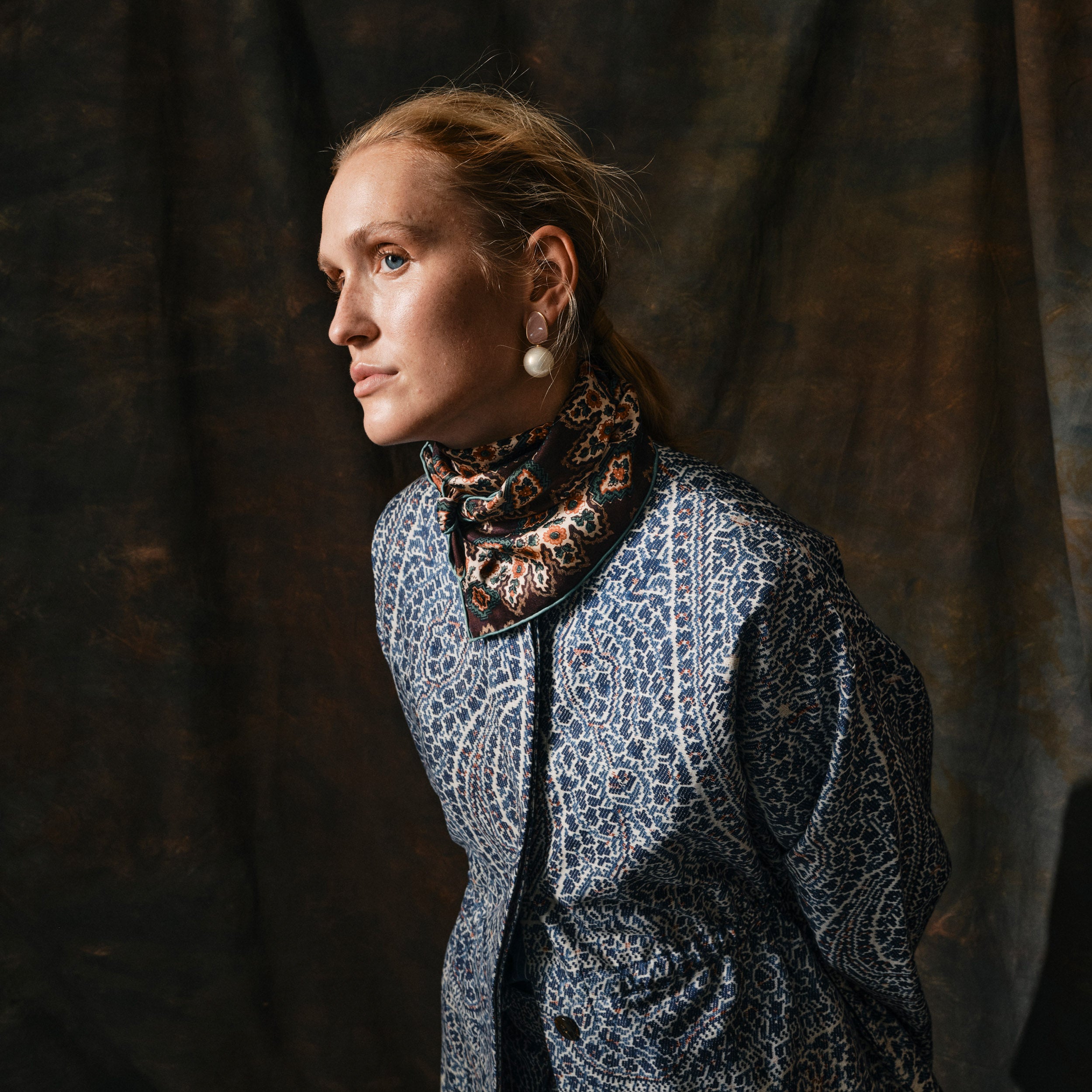 Tapis Noir Diana Bomuld Jakke - Blå paisley Jacket Mørkeblå