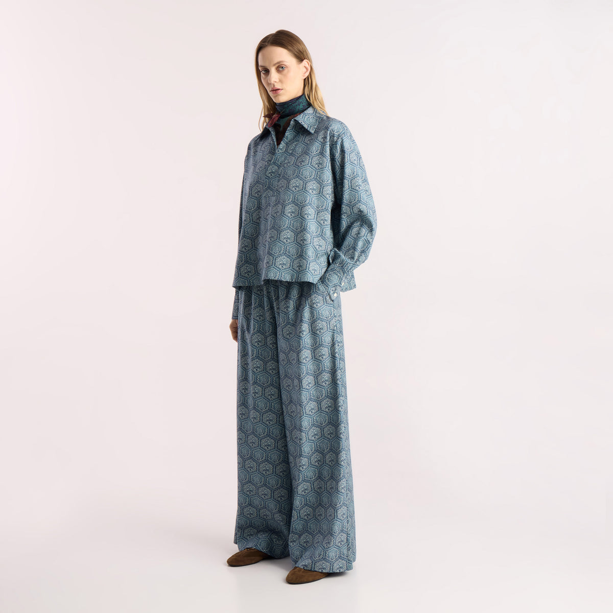 Tapis Noir Fia Uld Palazzo Bukser - Blå Pants Mørkeblå