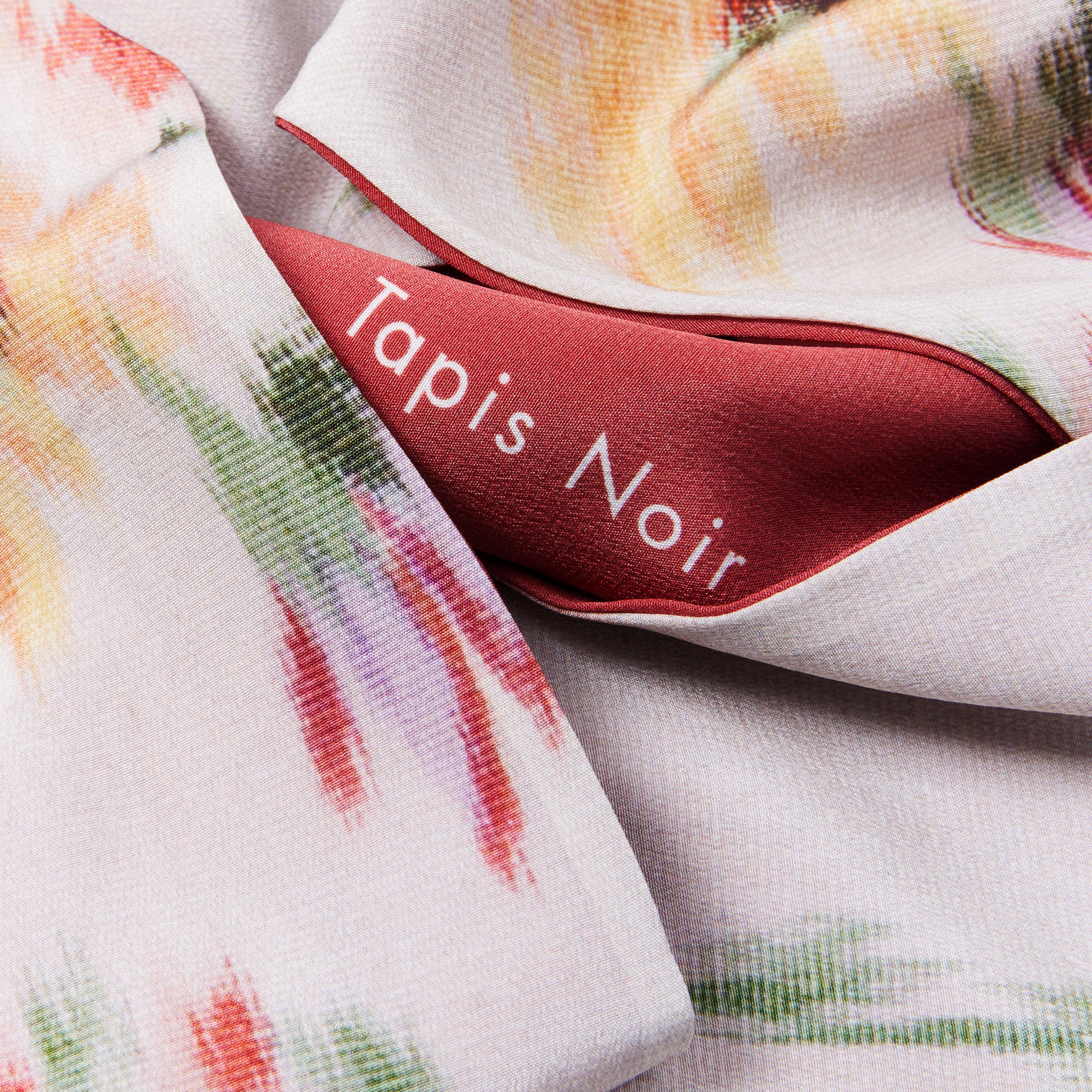 Tapis Noir Smalt Hvidt Blomstret Tørklæde Slim Flerfarvet