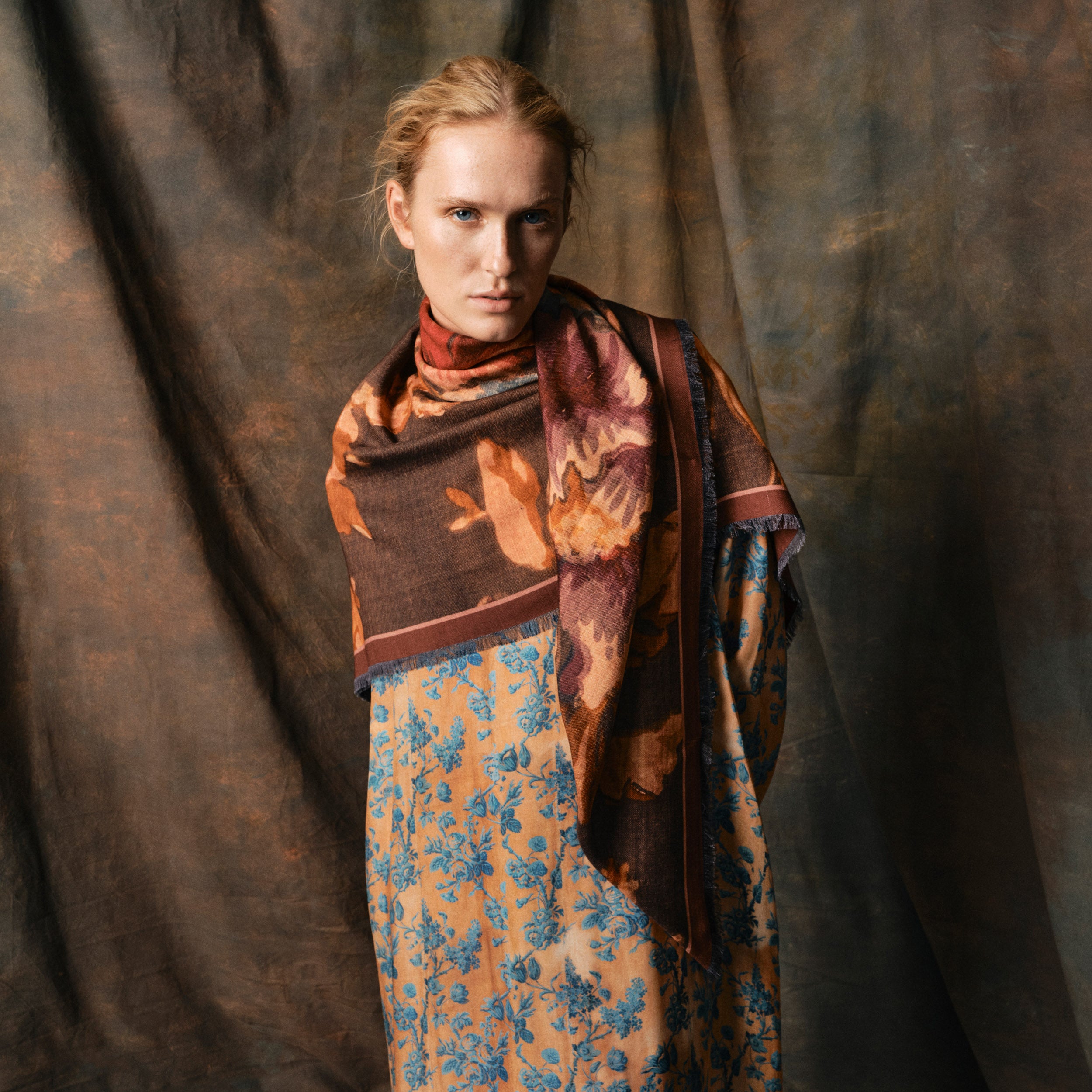 Tapis Noir Stort Daisy Tørklæde Large Dark olive